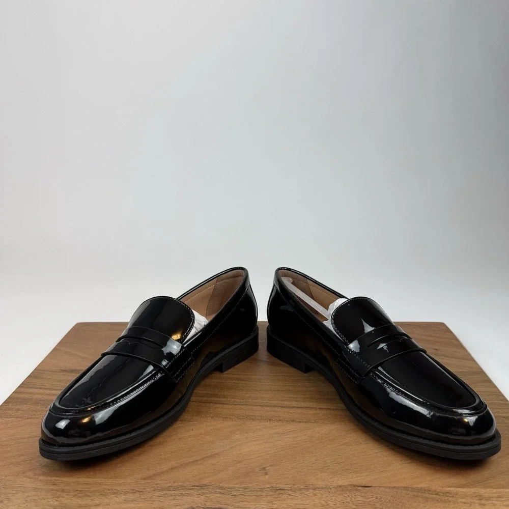 New Womens‎ Cole Haan Black Patent Haverhill Penny Loafers Shoes Sz 6.5 B